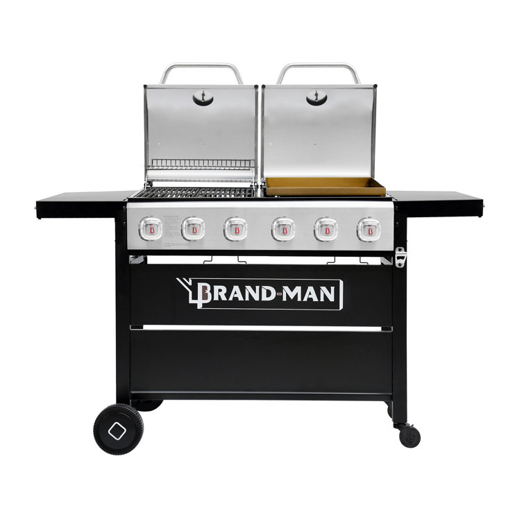 BrandMan Grills BrandMan 6Burner Propane Gas Grill with Cast Iron